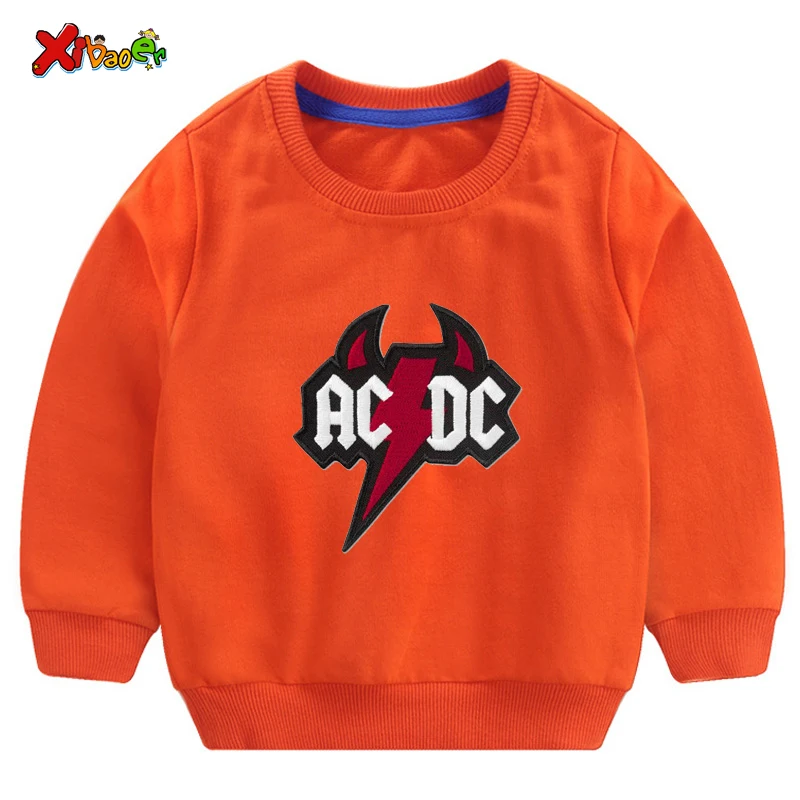 Крутые Детские свитшоты г. ACDC свитшоты для маленьких девочек Осенняя детская одежда с длинными рукавами свитер для малышей размер на 2 до 7 лет