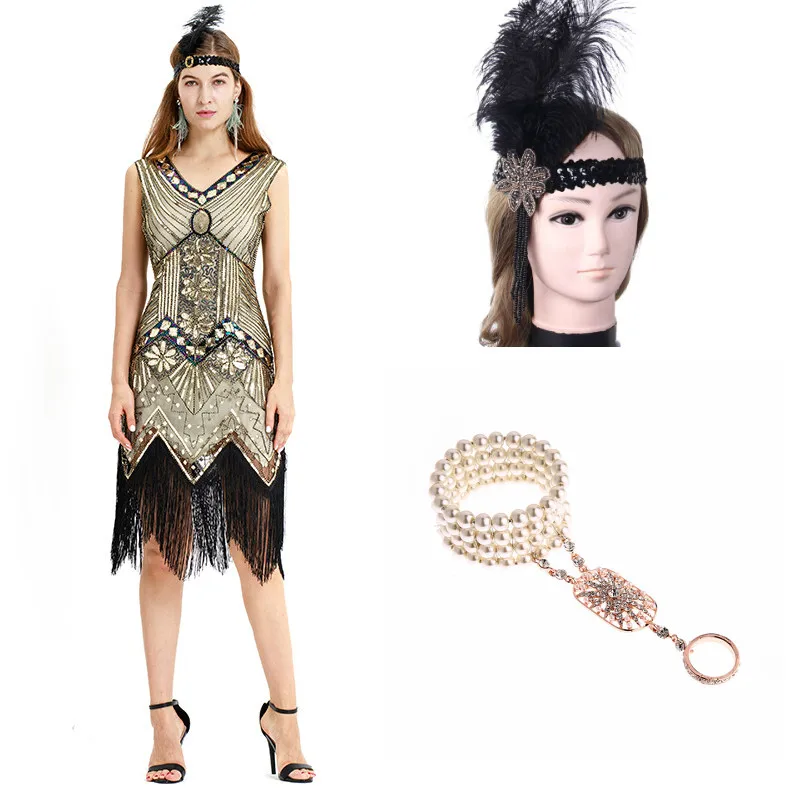 

1920s Flapper Dress Great Gatsby Party Evening Sequins Fringed Dresses Gown plus size dress