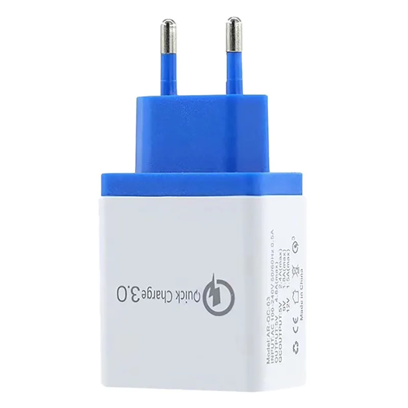Синий QC 3,0, быстрая зарядка, 4 порта, USB зарядное устройство, быстрая зарядка, ЕС, США, вилка, адаптер, настенное зарядное устройство для мобильного телефона, для IPhone, samsung, Xiaomi - Цвет: Синий