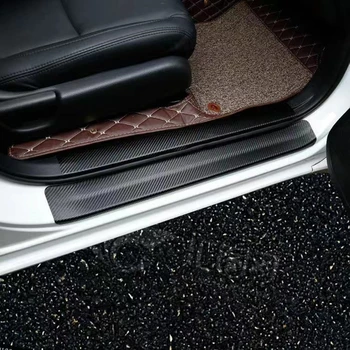

4pcs/set Car Carbon Fiber Leather Door Sill Protective Film Car Stickers