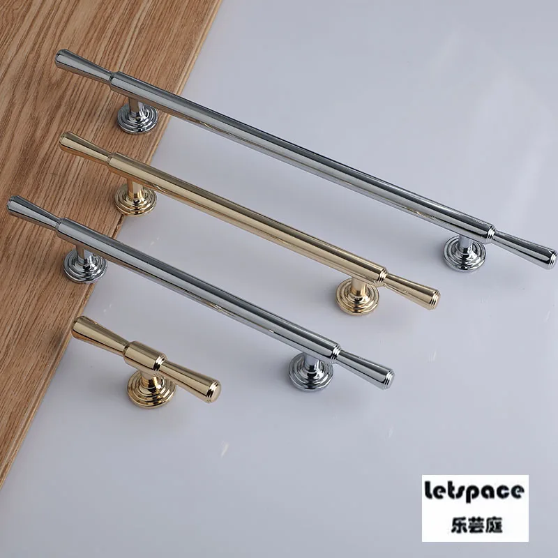 

Free shipping 2pcs Simple cabinet door handle wardrobe drawer pulls golden furniture High-top wine cabinet handles Hardware knob
