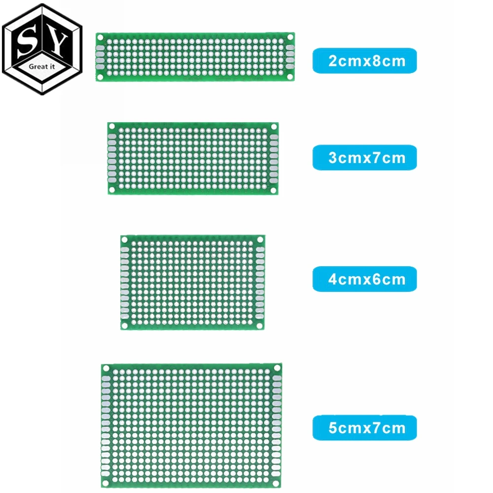 4 шт. Great IT 5x7 4x6 3x7 2x8 см двухсторонний медный Прототип pcb универсальная плата