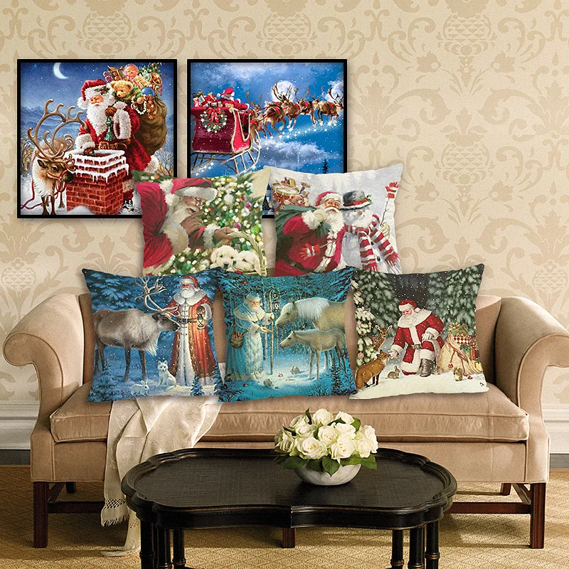 Merry Рождественский диван наволочка 45x45 см Санта Клаус подарки для детей наволочка домашняя декоративная льняная наволочка