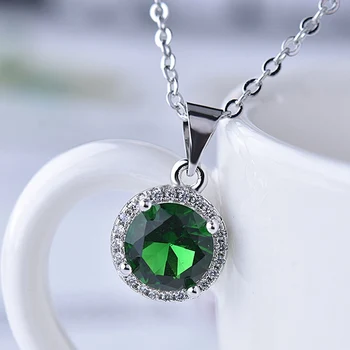 

Multicolor Luxury Round Rhinestone Necklace Classic 5A Zircon Pendant Women Wedding Engagement Jewelry Accessories Gift
