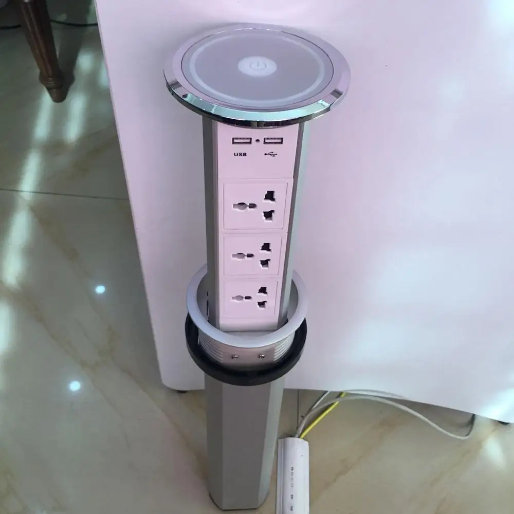 

Kitchen Counter top Hidden Motorized Pop up Universal Power socket /Smart touch lift Socket With Power Outlet USB Receptacle