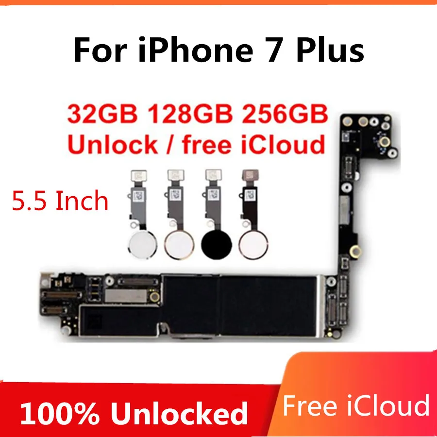 Разблокирована для iphone 7 Plus 5,5 дюймов материнская плата с/NoTouch ID Origina ДЛЯ iphone 7 логическая плата без icloud с IOS