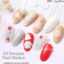 Christmas Nail Art Sticker Rose Butterfly Nail Art 3D Sweater Sticker 5D Three-dimensional Embossed Nail Sticker Art Decoration
