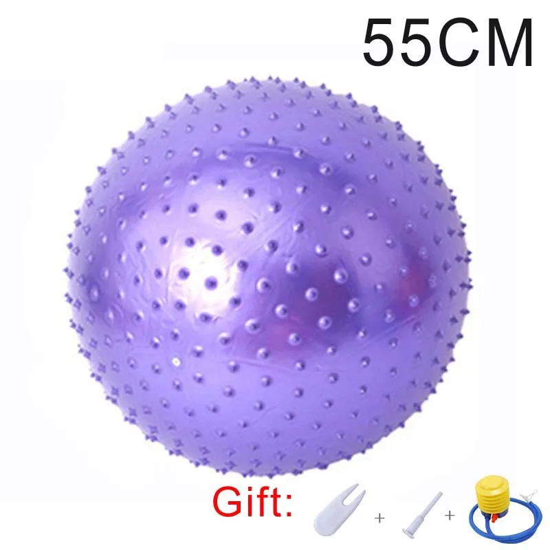 55cm Purple Массажный мяч для йоги взрывозащищенный домашний Открытый Тренажерный зал Фитнес тренировочные мячи для пилатий тренажерный зал фитбол для баланса с бесплатным подарком - Цвет: 55cm Purple
