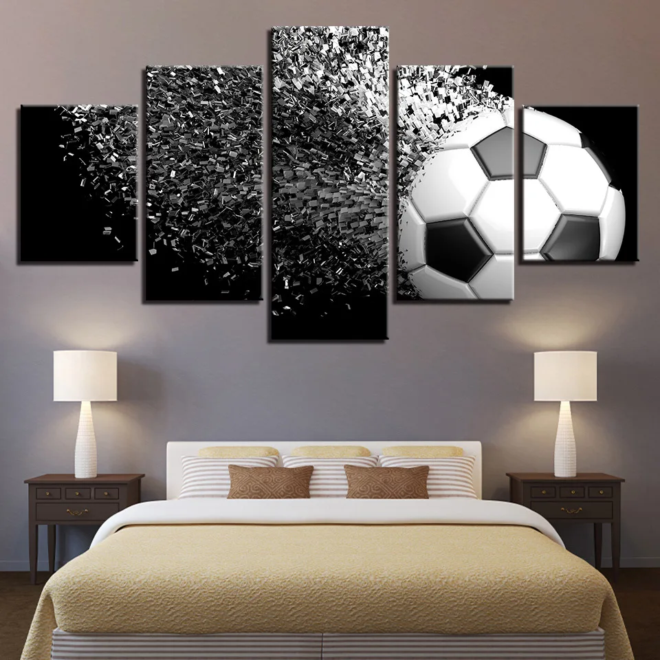 Decorative Painting Inkjet 5 Pieces Sports Football Home Living Room Sofa Background Wall Canvas Print | Дом и сад