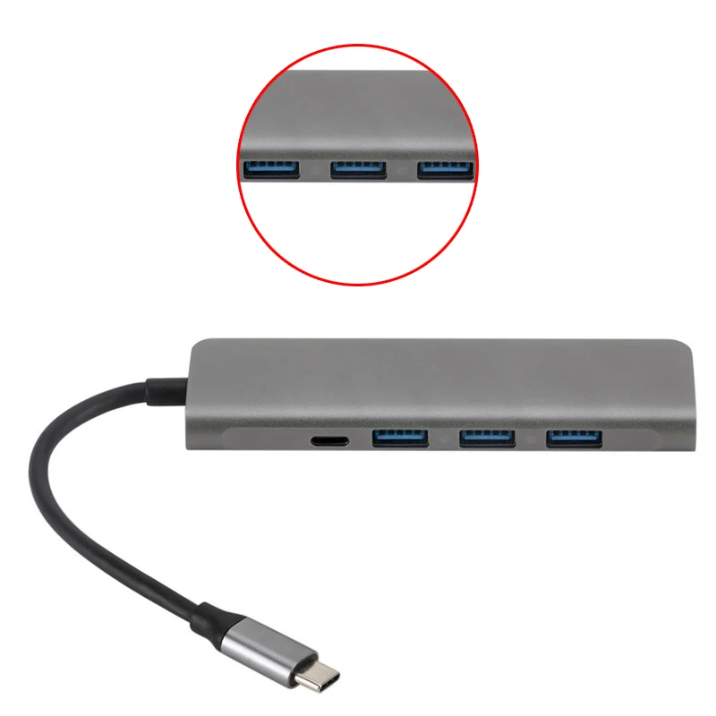 5 в 1 3 USB 3,0 type-C концентратор+ 4K видео Hdmi+ Pd питание от VGA адаптер Thunderbolt 3 PD конвертер Fr Macbook