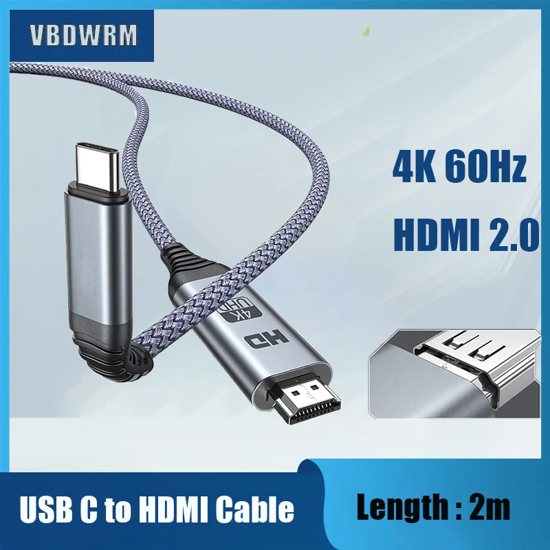 USB C to HDMI Cable 4K@60Hz 3.1 Type 2.0 Thunderbolt 3 Compatible for Macbook pro iMac Dell XPS 13 15 mate10 |