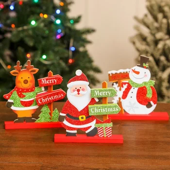 

Santa Claus Snowman Wooden Sled Ornaments Christmas Decoration For Home Xmas Table Decoration Navidad Natal Noel