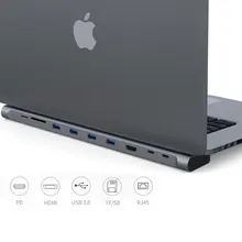 Laptop Docking Station USB C to HDMI 4K RJ45 Ethernet SD/TF Card Reader With PD Charging Port For Macbook Pro DELL Type C Dock