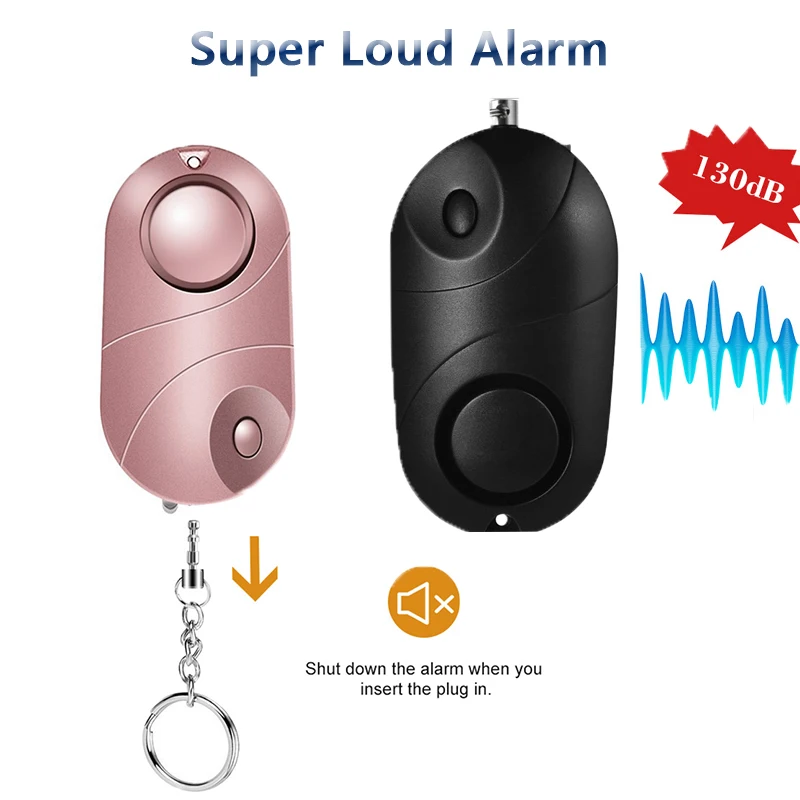ALERTA DE PROTECCIÓN DE 130dB para mujer, protección de seguridad, alarma de autodefensa, llavero de linterna de luz LED de emergencia