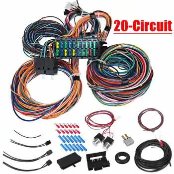 

universal 12V 20 Circuit Fuse Harness Complete Wiring Kit Universal For horn Electric Fan Dome Light Hazard Radio Door Locks etc