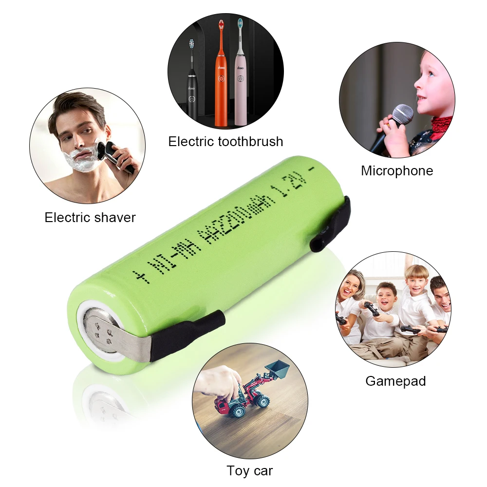 Rechargeable Nickel Metal Hydride Batteries PALO 1.2V AA Rechargeable Battery AA 2200mAh NiMH Batteries with welding tabs For Philips Electric Toothbrush Shaver