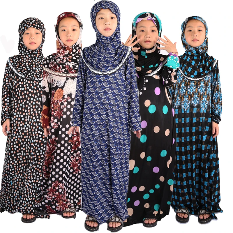 Детское мусульманское платье Abaya для детей Дубай девочек мусульманская одежда