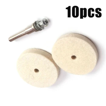 

10pcs 2'' Wool Felt Beige Polishing Wheel Buffing Pad Grinding Disc + 1/8" Shank