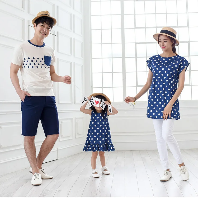 family matching clothes mommy and me clothes cotton mother father baby fashion mother daughter outfits short sleeve polka dot