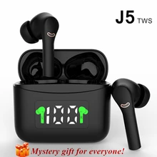 J5 tws nova moda sem fio bluetooth fone de ouvido controle toque esporte fones blackpods com display led para todos os inteligente telefone mobil