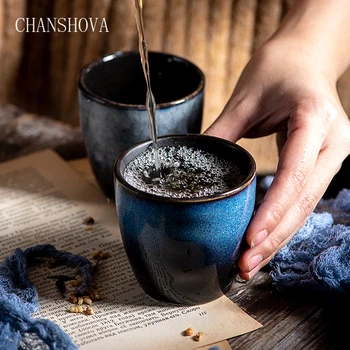 

CHANSHOVA 150ml Chinese Retro Random Texture Color Glaze High Temperature Firing Ceramic Teacup Porcelain Tea Cups H002