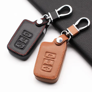 

100% Genuine Leather Case Cover Fit For Toyota Camry Avalon rav4 for Highlander Land Cruiser 3 Button Car Key Case