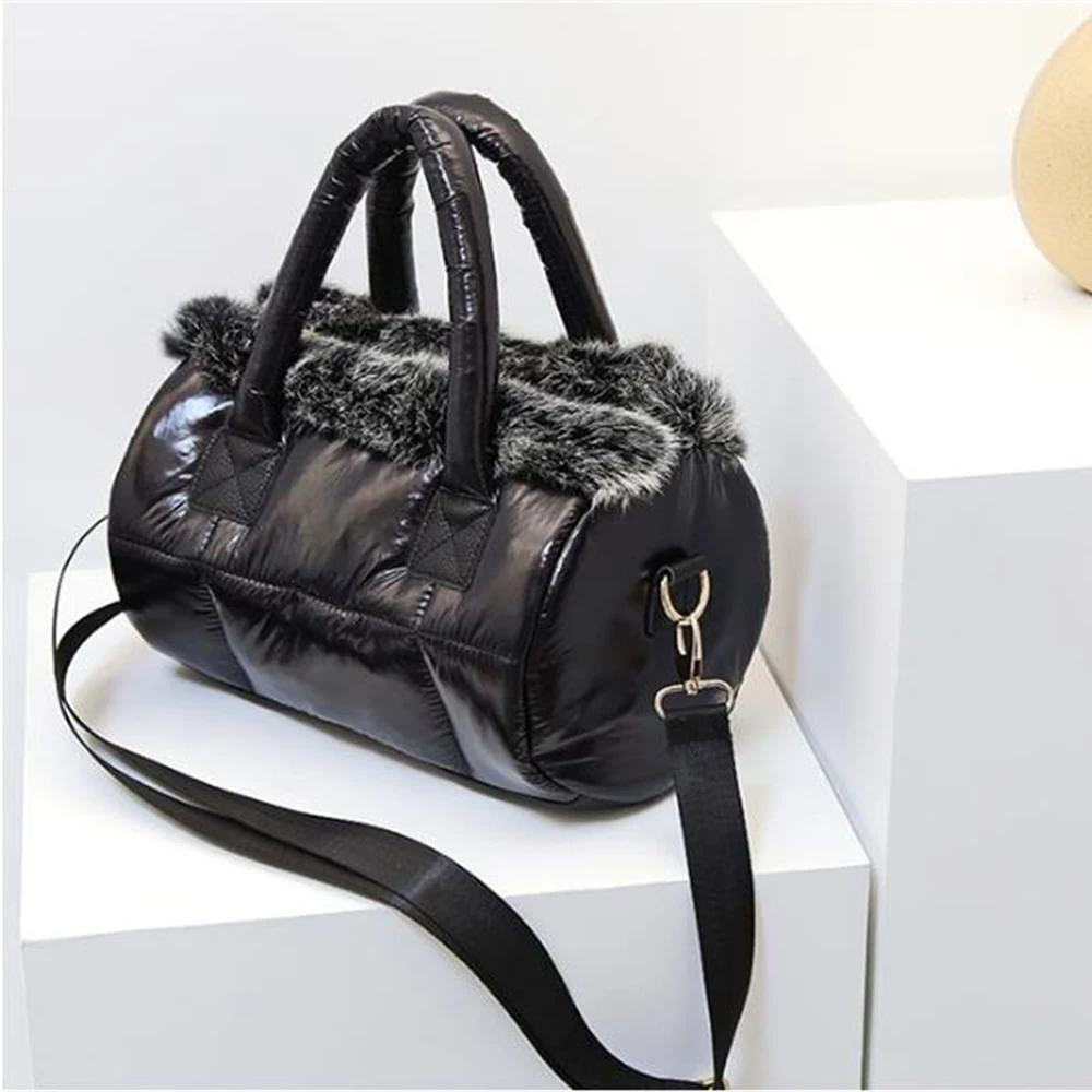 Роскошная сумка, сумка из кроличьего меха, космическая хлопковая Курьерская сумка с кроликом, новая зимняя мягкая сумка-мешок, женская сумка через плечо