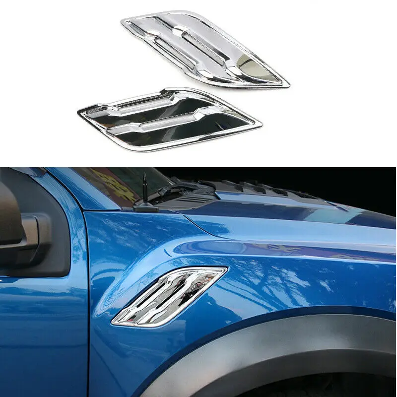 ABS Chrome Grain Stick-on Side Fender Vent Outlet Cover Trim Decoration for Ford Raptor F150 2017-2020 Car Accessories | Автомобили и