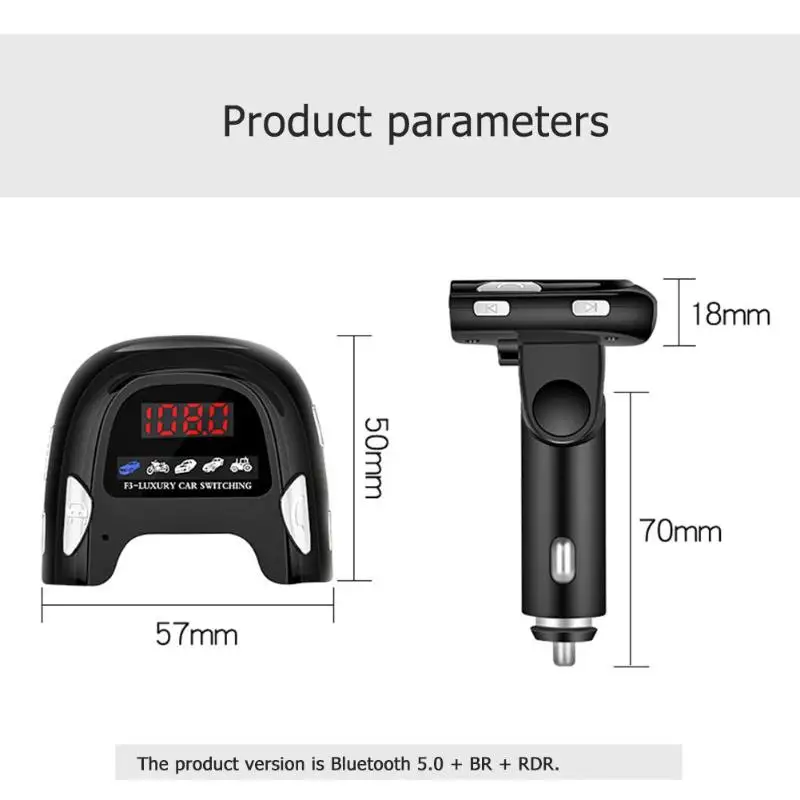 Автомобильный комплект VODOOL 2.1A Dual USB bluetooth 5,0 зарядное устройство для устройства Handsfree Авто аудио mp3-плеер fm-передатчик зарядное устройство для мобильного телефона