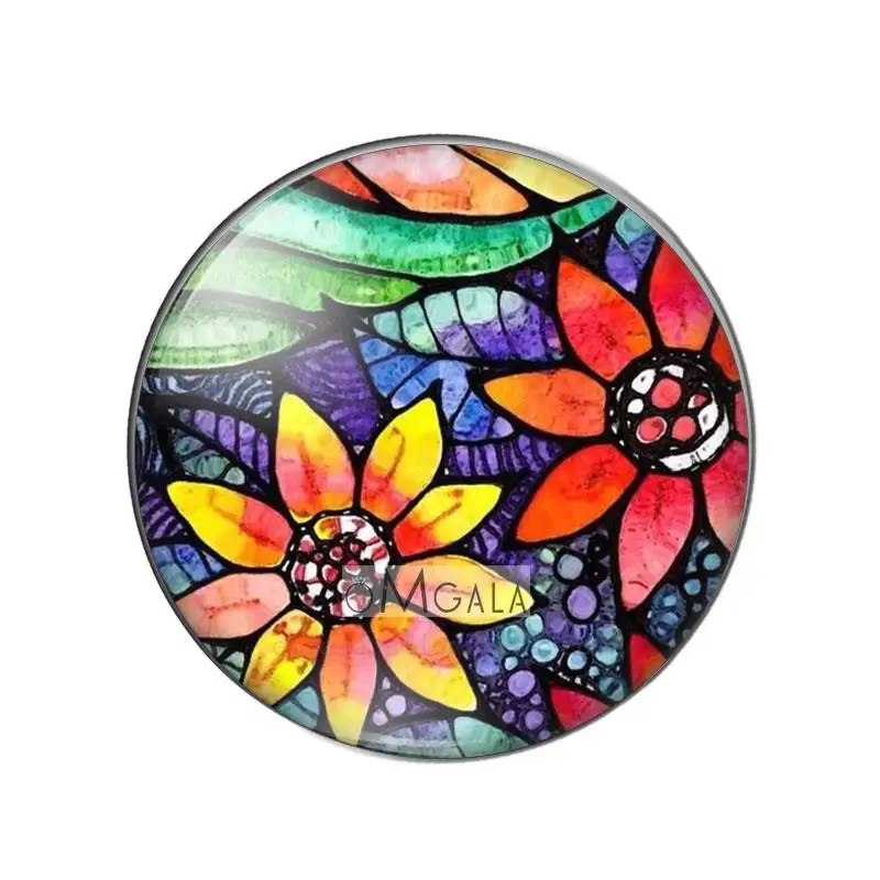earring components wholesale Watercolorful Sun Flowers Paintings  mixed 10pcs 12mm/18mm/20mm/25mm Round photo glass cabochon demo flat back Making findings Jewelry Findings & Components cheap Jewelry Findings & Components