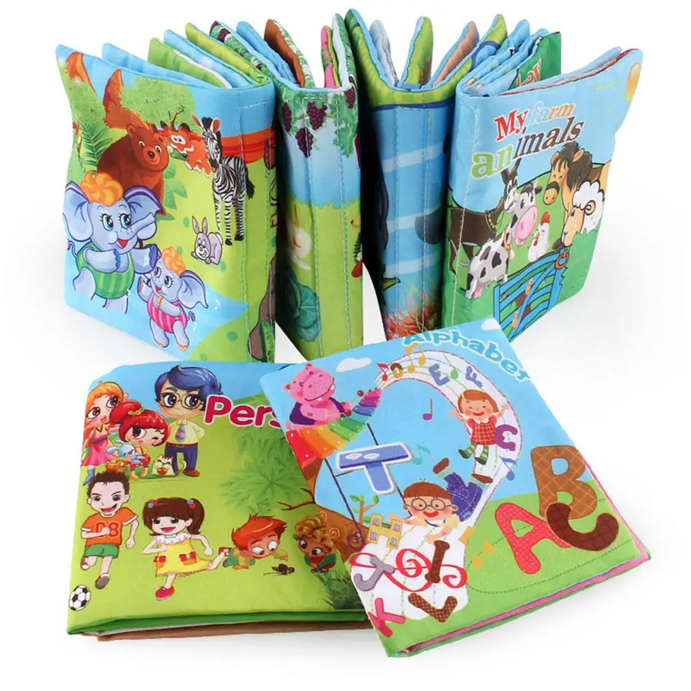 

1pc Baby Early Learning Soft Cloth Books Creative Squeak Crinkle Cartoon Book Wear-resistance Puzzle Toys Gifts for Kids Baby