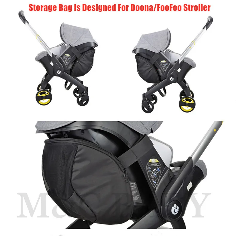 Bolsa de Armazenamento para Carrinho de Carro Compatível com Doona Foofoo Bolsa Preta - 3 Acessórios p/ carrinhos