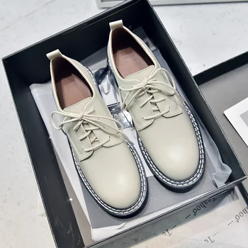 

2020 New British Style Oxford Shoes Women Casual Lace Up Flats Shoes Female Slip-on Women Shoes business Walking Shoes