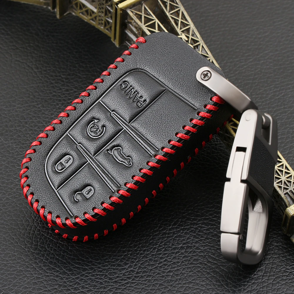 Кожаный чехол для автомобильного ключа Dodge Charger Dart Challenger Durango Jeep Grand Cherokee Chrysler 300 Fiat