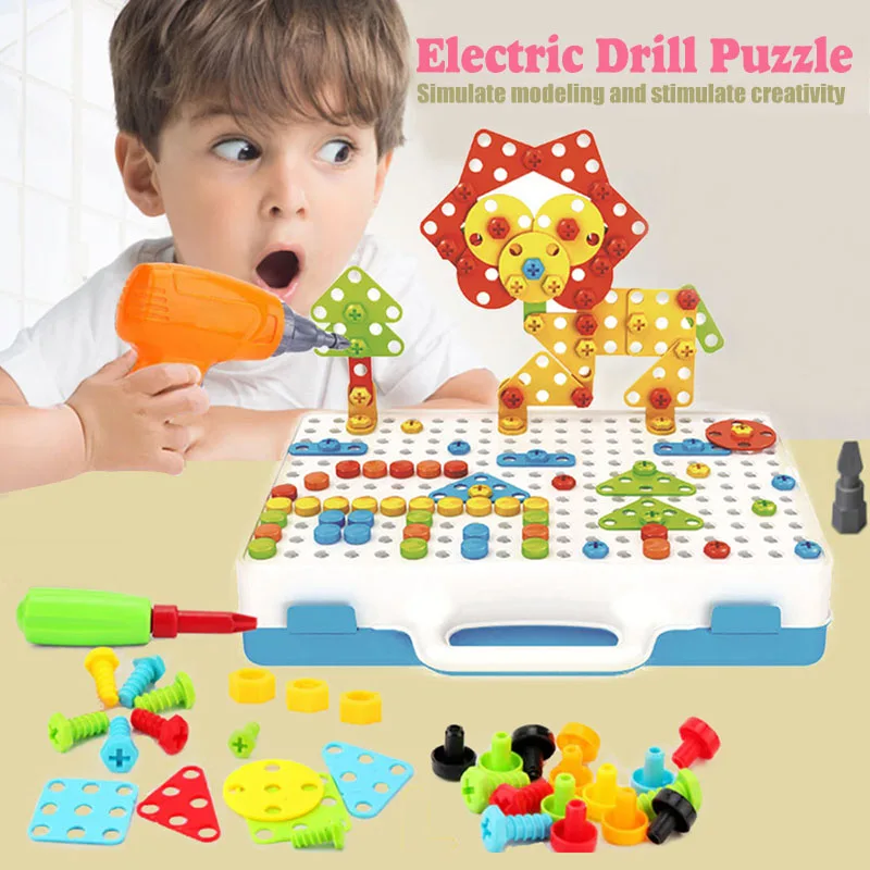 

New Hot Electric Screwdriver DIY Educational Toys Drill Game Building Blocks for Children Kids SMD66