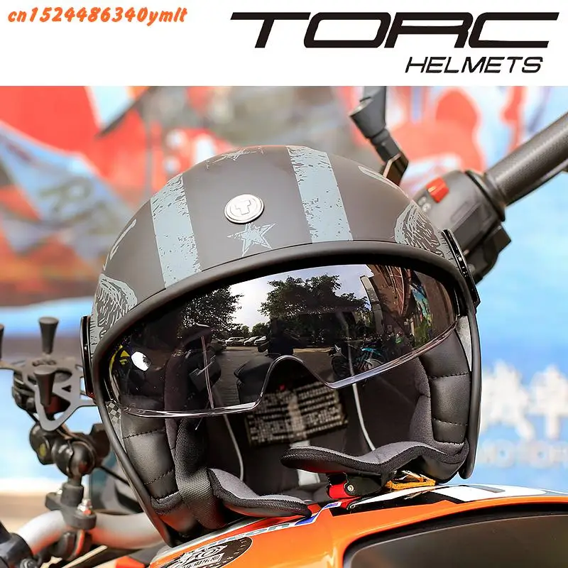 Новый мотоциклетный Ретро шлем Torc T595 3/4 летний крутой гоночный с двойными линзами