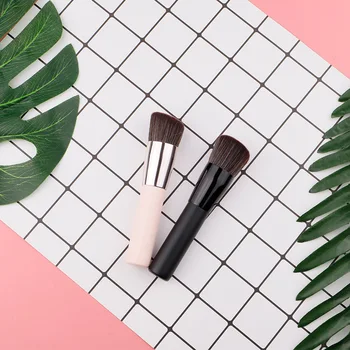 

High-quality Wooden handle Aluminum Tube Makeup brush Oblique angle Round head Foundation brush outline BB cream Makeup brush