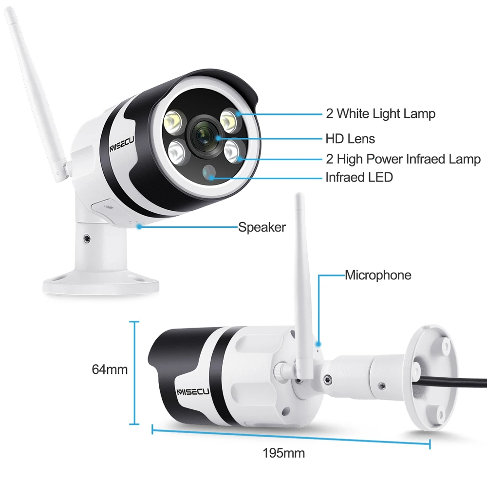 MISECU 5.0MP 1080P Беспроводная ip камера Двусторонняя аудио уличная водонепроницаемая