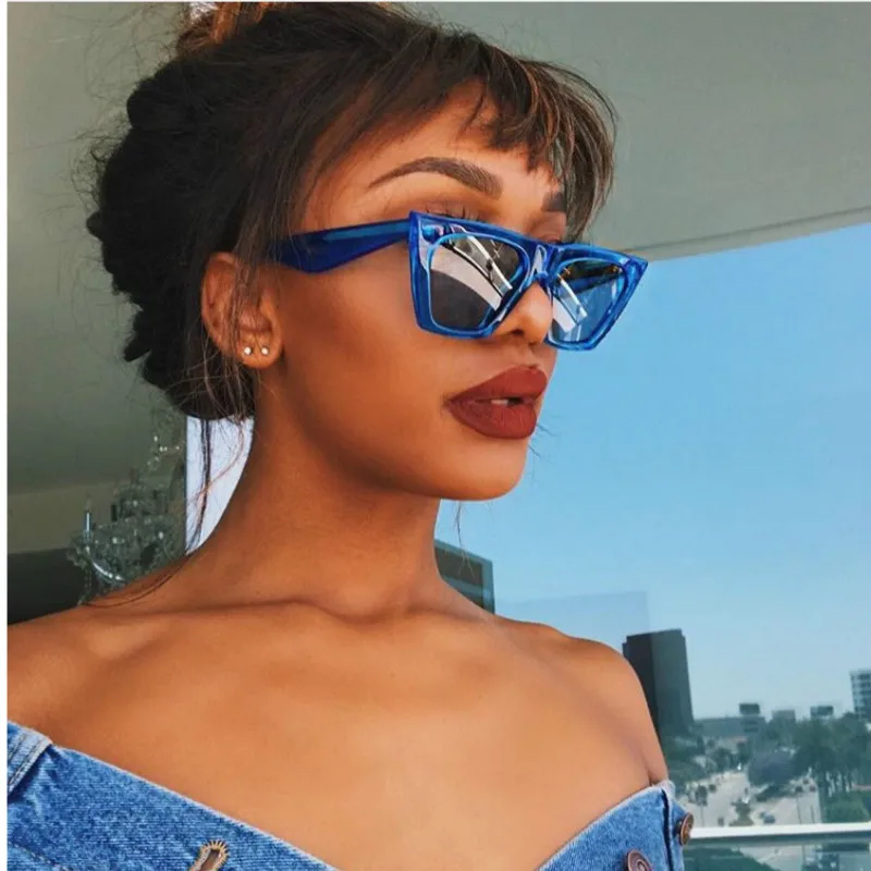 

2020 New Brand Sunglasses Square Glasses Personalized Cat Eyes Colorful Sunglasses Trend Versatile Sunglasses Uv400 Curtain 42MM
