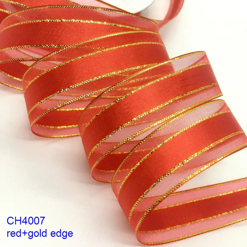 Organza lint goud 10 mm (50 meter