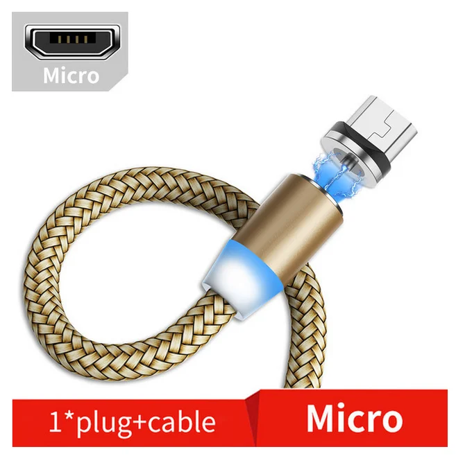 Магнитный Micro USB кабель Olaf 2 м для iPhone, samsung, Xiaomi, huawei, зарядный кабель USBType C, Магнитный зарядный провод - Цвет: Gold  for Micro