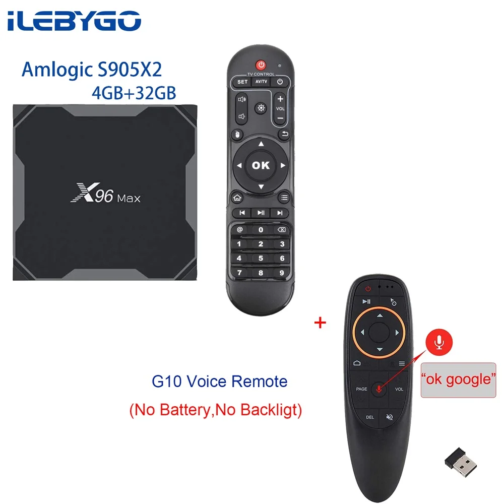 ILebygo X96 Max Android 8,1 ТВ Box Amlogic S905X2 LPDDR4 4 ядра 4 ГБ 32 ГБ, 64 ГБ и 2,4G и 5 ГГц Wifi BT 1000 м 4 K Smart Set top box - Цвет: 4GB 32GB G10