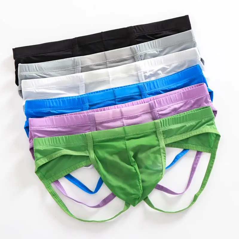 

6PCS/Lot Men's Sexy Underwear Thongs Sheer Mesh Open-back Briefs Breathable Males Triangle Panties Gay Lingerie Knickers Briefs