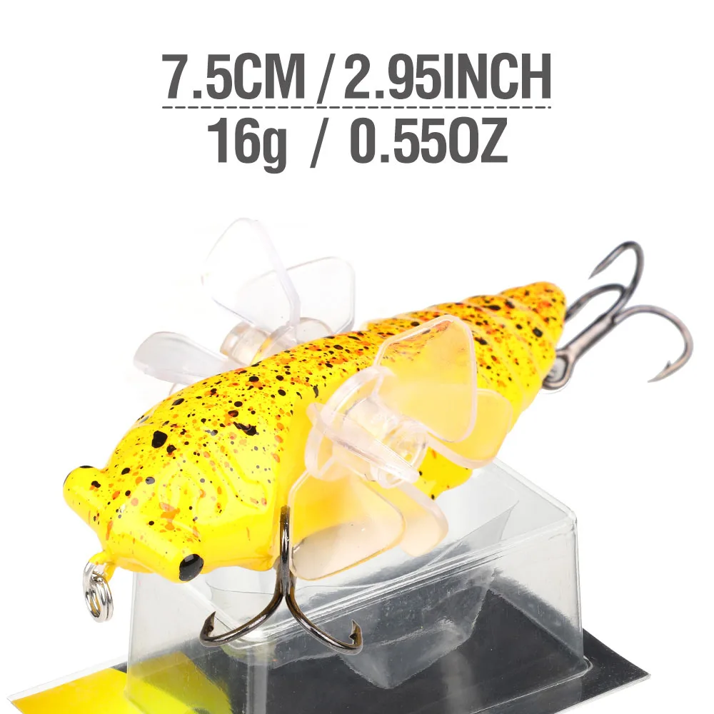 DONQL 1 шт. насекомое Цикада приманка для рыбы 7,5 см 16 г кренкбейт вращается пропеллер приманка для карповых плавающая верхушка жесткие приманки - Цвет: Model 9