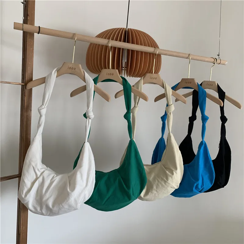 

Crossbody Shoulder Bag Washed Canvas Japanese Solid Color Simple Large-capacity Shopping Bag