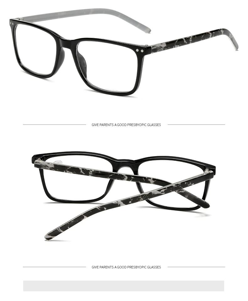 Brand Rectangular Hyperopia Reading Glasses Men Women Presbyopia Black Card Reader Glasses Glasses 1.0 1.5 2.0 2.5 3.0 3.5 4.0