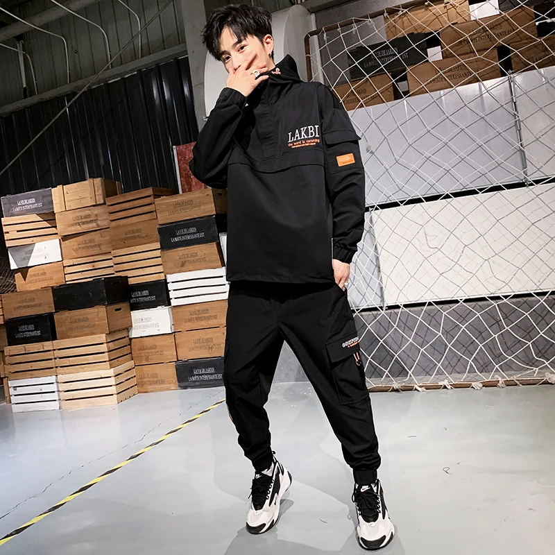 2020 Workwear jacket men's Hooded Jacket+Pants 2PC Sets baseball loose Pullover coat & Long Pants Mens Clothing 2020 Workwear jacket men's Hooded Jacket+Pants 2PC Sets baseball loose Pullover coat & Long Pants Mens Clothing