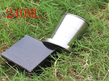 

200pcs/lot 240ML Stainless Steel Camping Folding Cup Traveling Outdoor Hiking Mug Portable Collapsible Foldable Cup Bottle