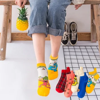 

Short Socks Happy Women Cotton Woman Sox Sesame Street Colorful Thin Sock Creative Ladies Lovely Spring Summer Trendy Lady Meias