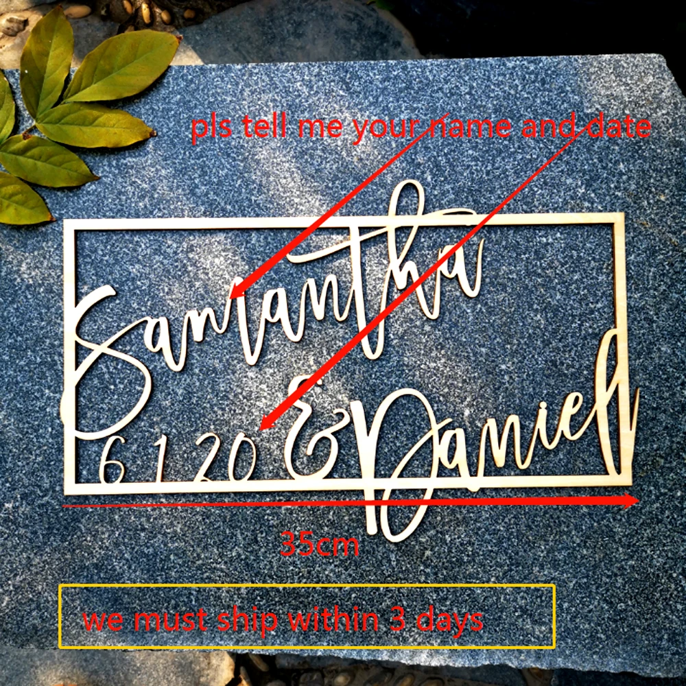 Custom Wedding Welcome Wooden Rectangle Name and Date Sign, Personalized Bride and Groom Names Wedding Date Decoration1